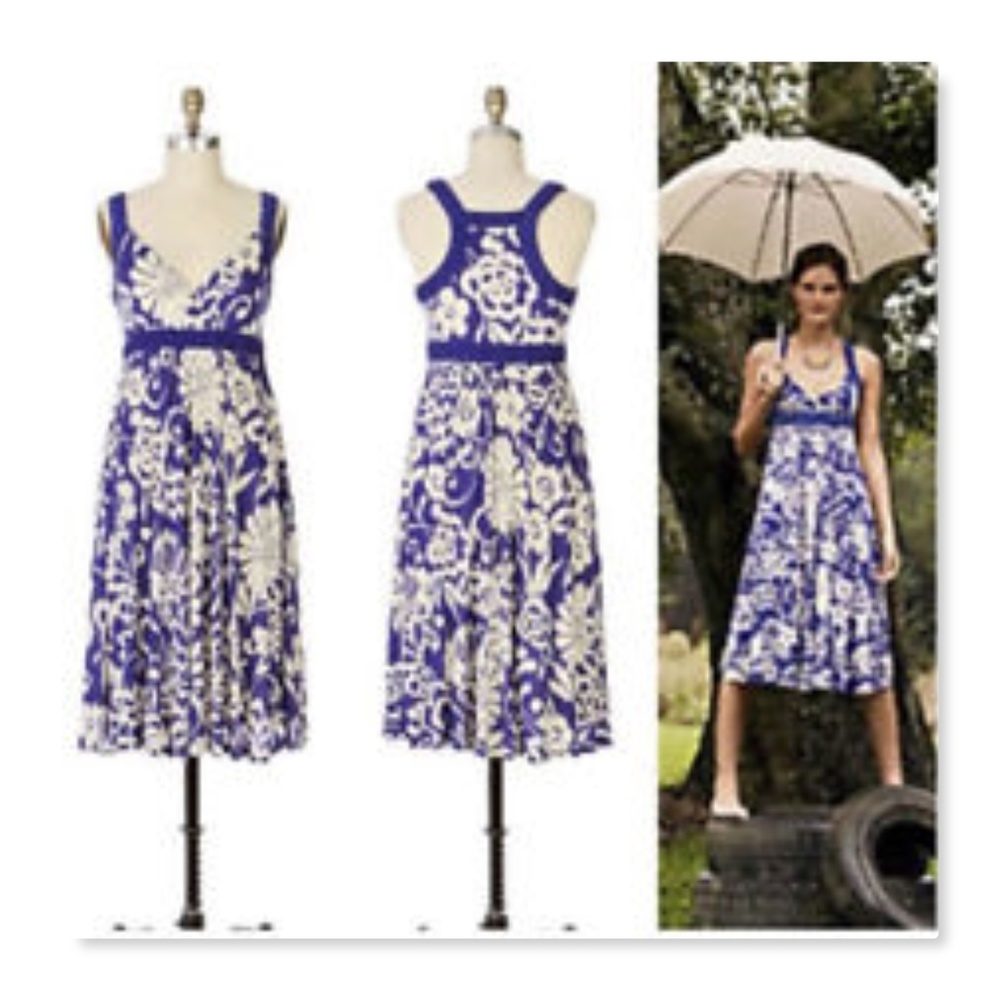 RIC RAC ANTHROPOLOGIE XS BLUE FLORAL DRESS
